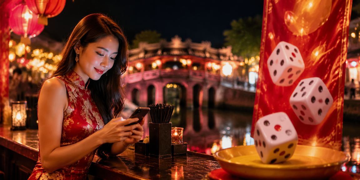 Không khí chơi tài xỉu xúc xắc về đêm tại phố cổ Hội An, gợi nhớ game casino trực tuyến